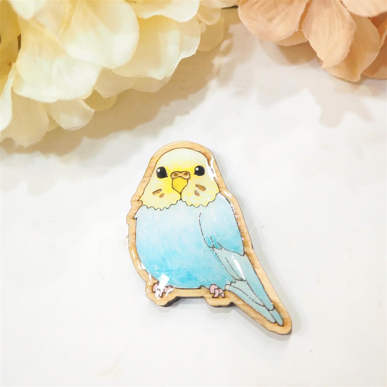 SHIROCHIDORI Original Goods「伊勢ひのきのウッドアクセサリー」セキセイインコ新色